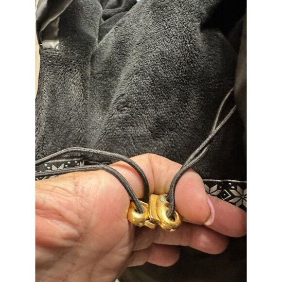 Classic Elements Outerwear Y2K Black & Gold Quilted Faux Fur Hood Women Jacket L - Picture 7 of 8